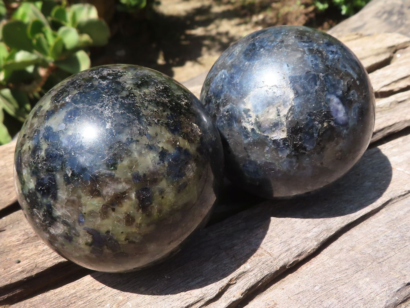 Polished Rare Iolite / Water Sapphire Spheres  x 2 From Madagascar - TopRock