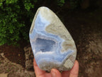 Polished Blue Lace Agate Standing Free Forms  x 2 From Nsanje, Malawi - Toprock Gemstones and Minerals 