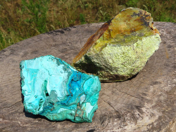 Natural Congolese Malachite & Chrysocolla, & Malagasy Green Opal  x 2 From Southern Africa - TopRock
