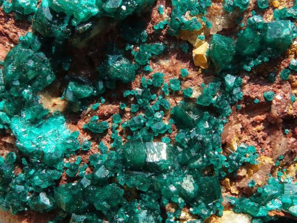 Natural Gorgeous Cabinet Dioptase Specimen, Deep Shiny Emerald Green Crystals On Calcite & Rouge Dolomite Matrix x 1 From Renneville Brazzaville, Congo - TopRock