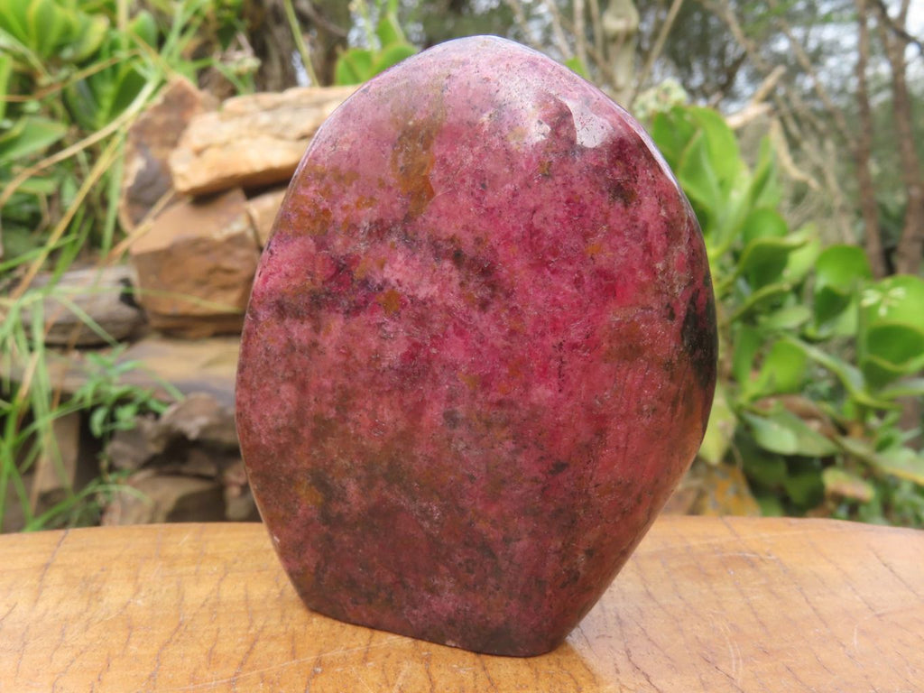 Polished Red Rhodonite x 2 Free Forms x 1 Free Form Cut To Stand x 3 From Zimbabwe - TopRock