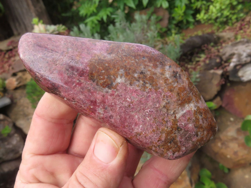 Polished Red Rhodonite x 2 Free Forms x 1 Free Form Cut To Stand x 3 From Zimbabwe - TopRock