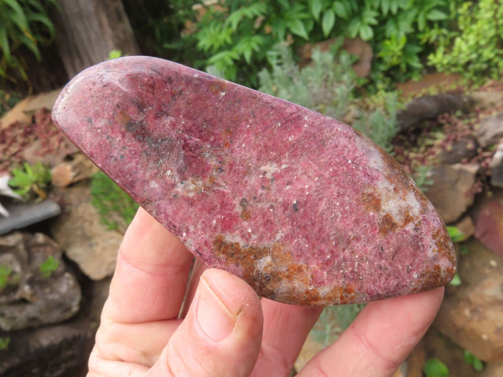 Polished Red Rhodonite x 2 Free Forms x 1 Free Form Cut To Stand x 3 From Zimbabwe - TopRock
