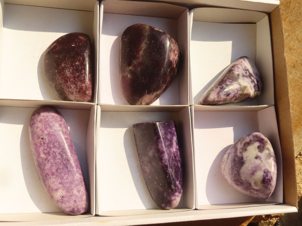 Polished Purple Lepidolite Free Forms  x 6 From Zimbabwe - Toprock Gemstones and Minerals 