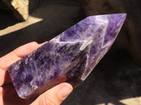 Polished Deep Purple Chevron Amethyst Points  x 2 From Zambia - Toprock Gemstones and Minerals 