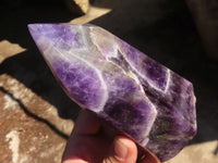 Polished Deep Purple Chevron Amethyst Points  x 2 From Zambia - Toprock Gemstones and Minerals 