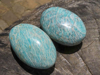 Polished Blue Kobi Amazonite Palm Stones  x 12 From Zimbabwe - TopRock