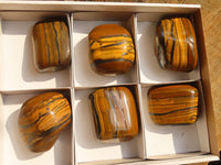 Polished Golden Tigers Eye Free Forms x 6 From Prieska, Northern Cape