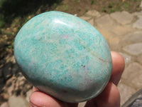 Polished Blue Kobi Amazonite Palm Stones  x 12 From Zimbabwe - TopRock