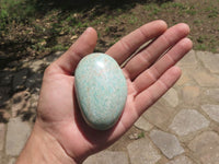 Polished Blue Kobi Amazonite Palm Stones  x 12 From Zimbabwe - TopRock