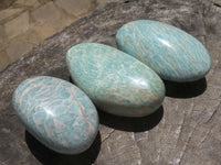 Polished Blue Kobi Amazonite Palm Stones  x 12 From Zimbabwe - TopRock