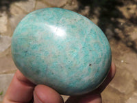 Polished Blue Kobi Amazonite Palm Stones  x 12 From Zimbabwe - TopRock