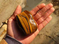 Polished Golden Tigers Eye Free Forms x 6 From Prieska, Northern Cape