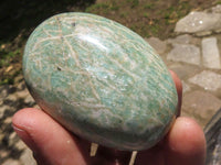 Polished Blue Kobi Amazonite Palm Stones  x 12 From Zimbabwe - TopRock