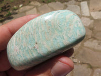 Polished Blue Kobi Amazonite Palm Stones  x 12 From Zimbabwe - TopRock