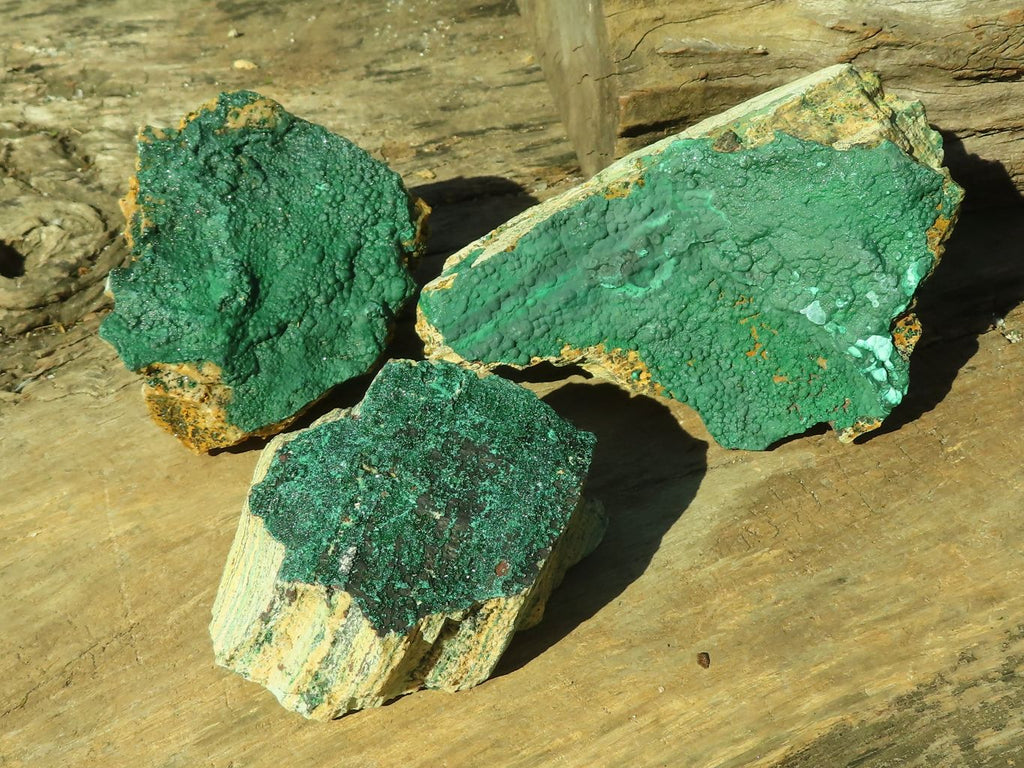 Natural Micro Botryoidal Crystalline Malachite Specimens  x 3 From Congo - Toprock Gemstones and Minerals 