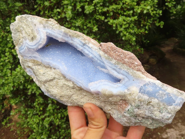 Natural Blue Lace Agate Geode Specimens  x 2 From Nsanje, Malawi