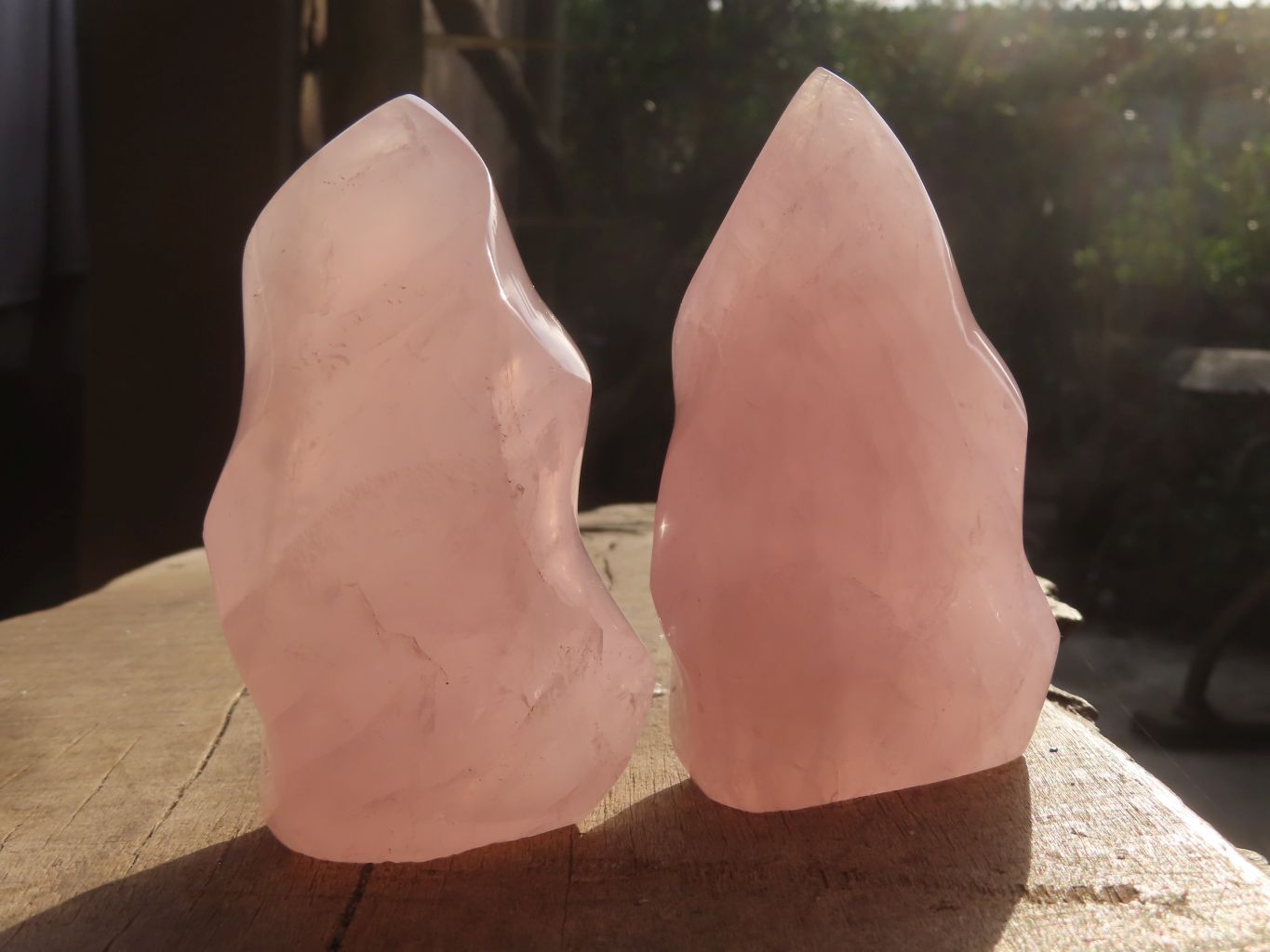 Polished Pink Rose Quartz Flame Sculptures x 6 From Madagascar - Toprock Gemstones and Minerals 