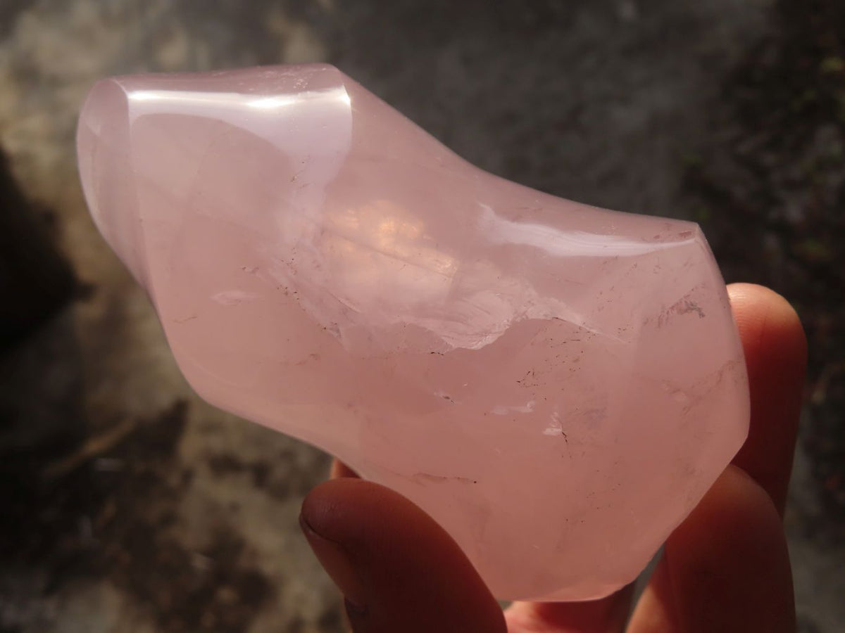 Polished Pink Rose Quartz Flame Sculptures x 6 From Madagascar - Toprock Gemstones and Minerals 