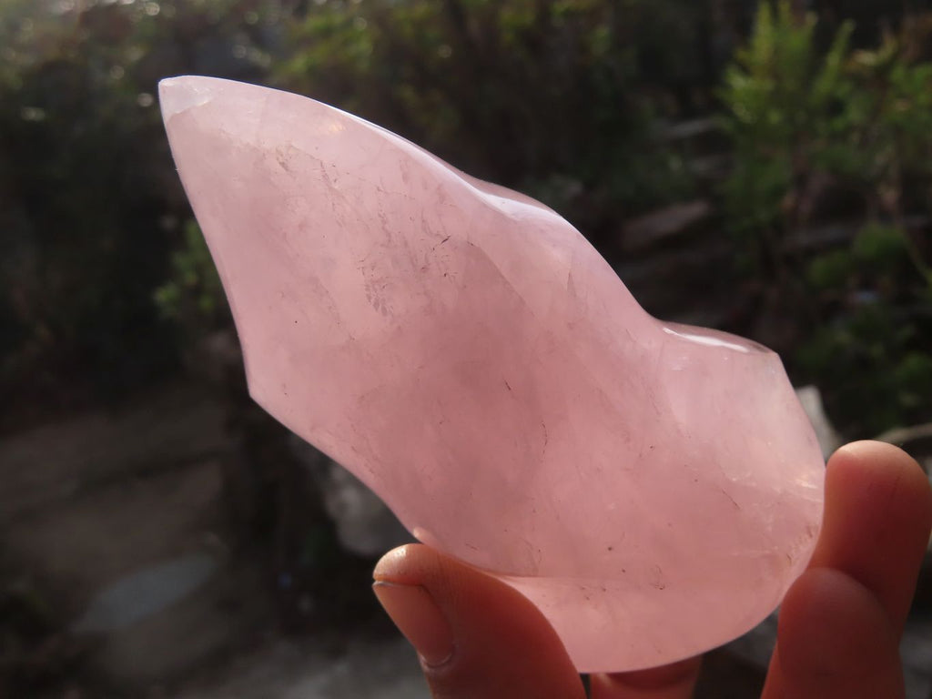 Polished Pink Rose Quartz Flame Sculptures x 6 From Madagascar - Toprock Gemstones and Minerals 