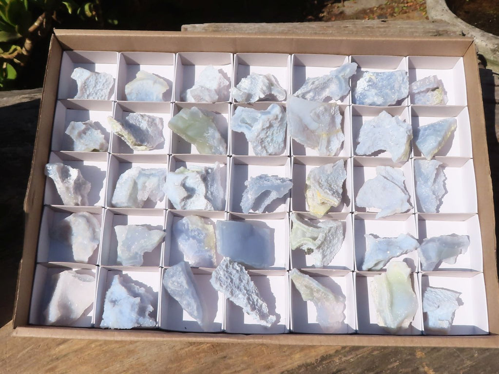 Natural Etched Blue Chalcedony Specimens x 35 From Nsanje, Malawi - Toprock Gemstones and Minerals 
