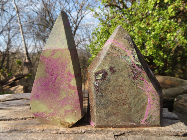 Polished Stichtite & Serpentine Points x 2 From Barberton, South Africa - Toprock Gemstones and Minerals 