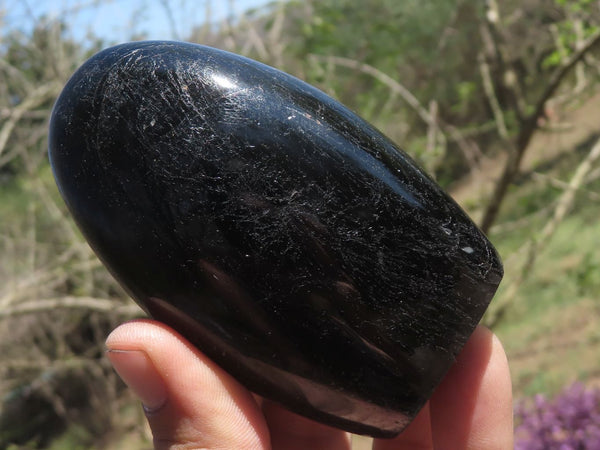 Polished Black Schorl Tourmaline Standing Free Forms  x 3 From Madagascar