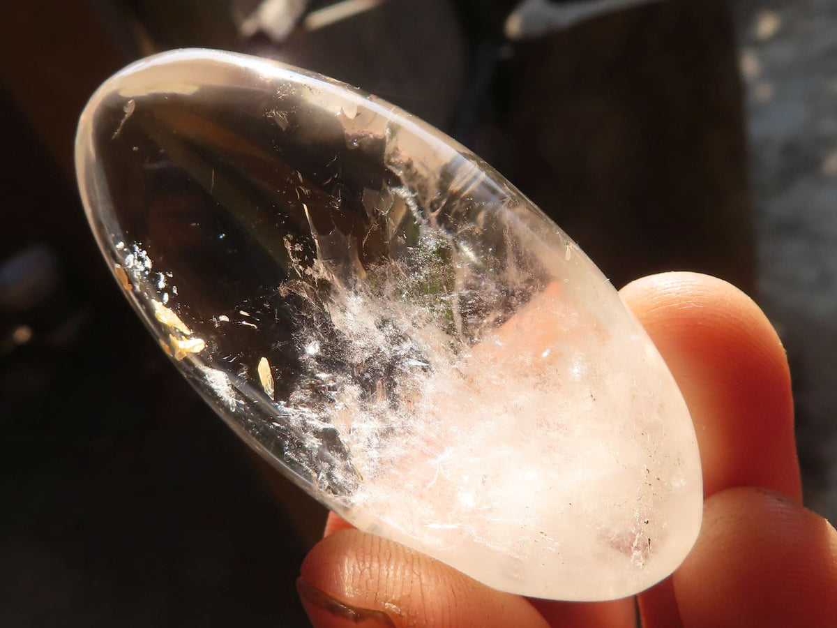 Polished Clear Rock Crystal Galet / Palm Stones x 13 From Madagascar - Toprock Gemstones and Minerals 