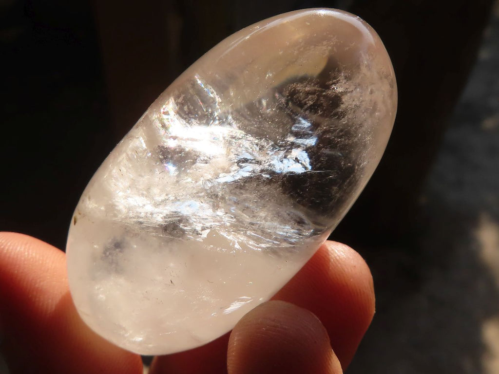 Polished Clear Rock Crystal Galet / Palm Stones x 13 From Madagascar - Toprock Gemstones and Minerals 