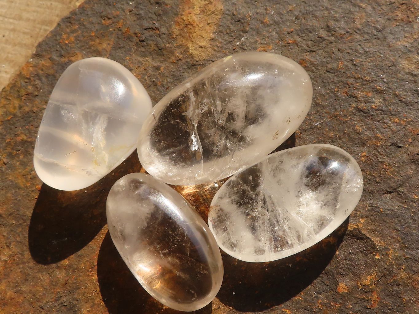 Polished Clear Rock Crystal Galet / Palm Stones x 13 From Madagascar - Toprock Gemstones and Minerals 