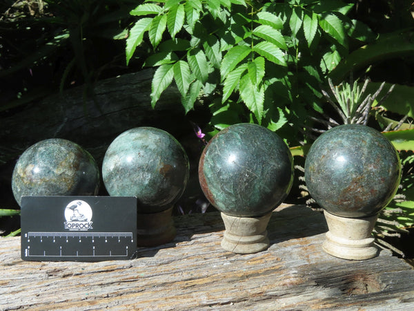 Polished Green Fuchsite Spheres x 4 From Madagascar - TopRock