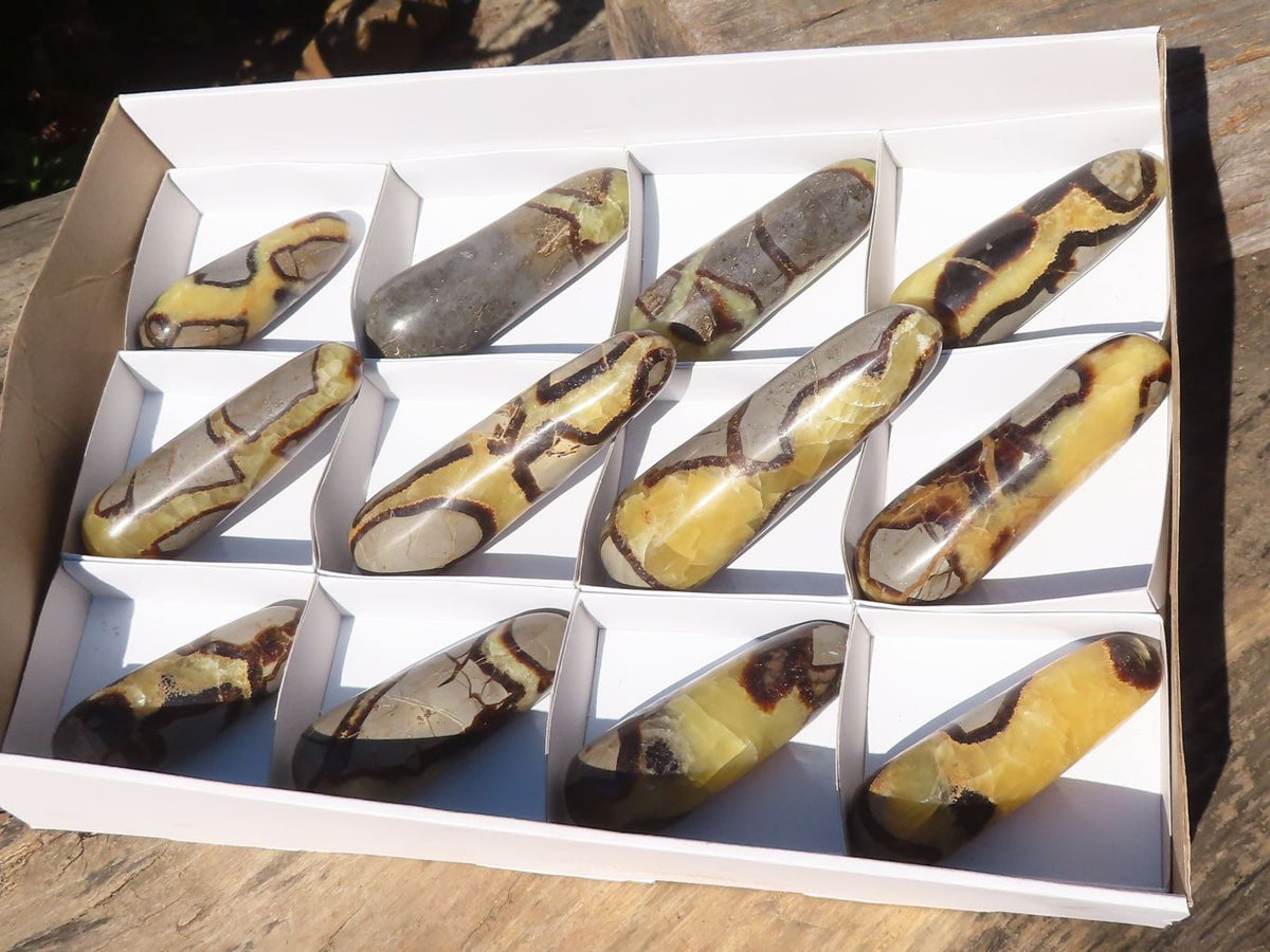 Polished Septerye (Calcite & Aragonite) Massage Wands x 12 From Madagascar - Toprock Gemstones and Minerals 