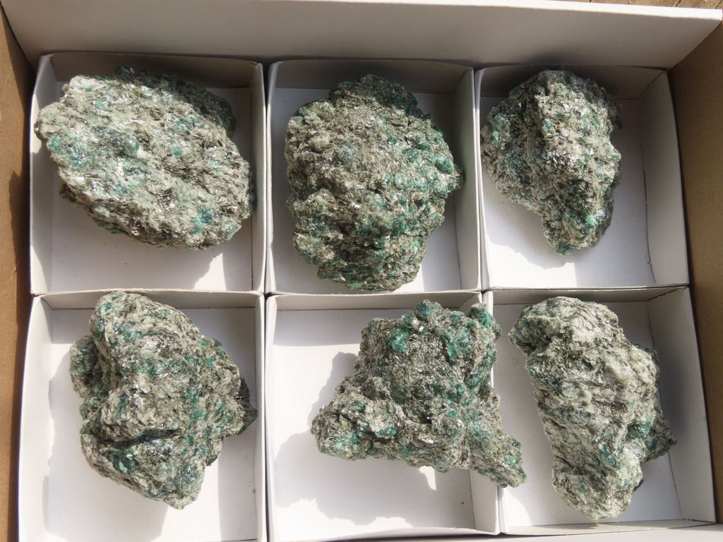 Natural Rare Emerald Mica In Matrix Cobbed Specimens x 6 From Mutoko, Zimbabwe - Toprock Gemstones and Minerals 