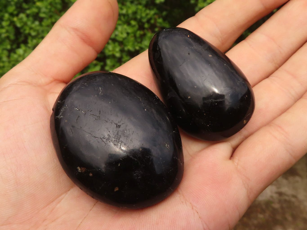 Polished Schorl Black Tourmaline Palm Stones  x 37 From Madagascar - Toprock Gemstones and Minerals 