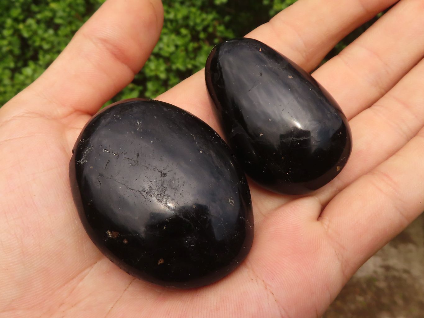Polished Schorl Black Tourmaline Palm Stones  x 37 From Madagascar - Toprock Gemstones and Minerals 