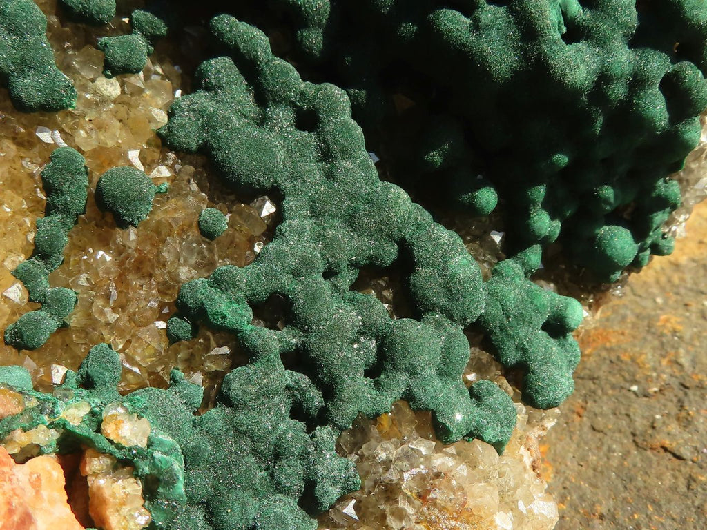Natural Rare Ball Malachite On Drusy Quartz & Dolomite Matrix  x 1 From Kambove, Congo - Toprock Gemstones and Minerals 