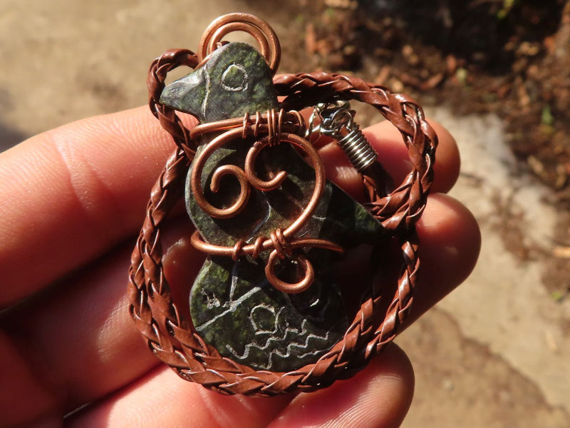 Polished Copper Wire Wrapped Soapstone Eagle Pendants x 6
