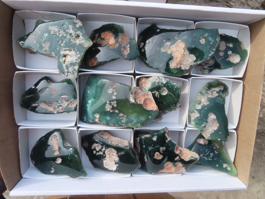 Polished One Side Polished Emerald Mtorolite Plates  x 12 From Zimbabwe - Toprock Gemstones and Minerals 