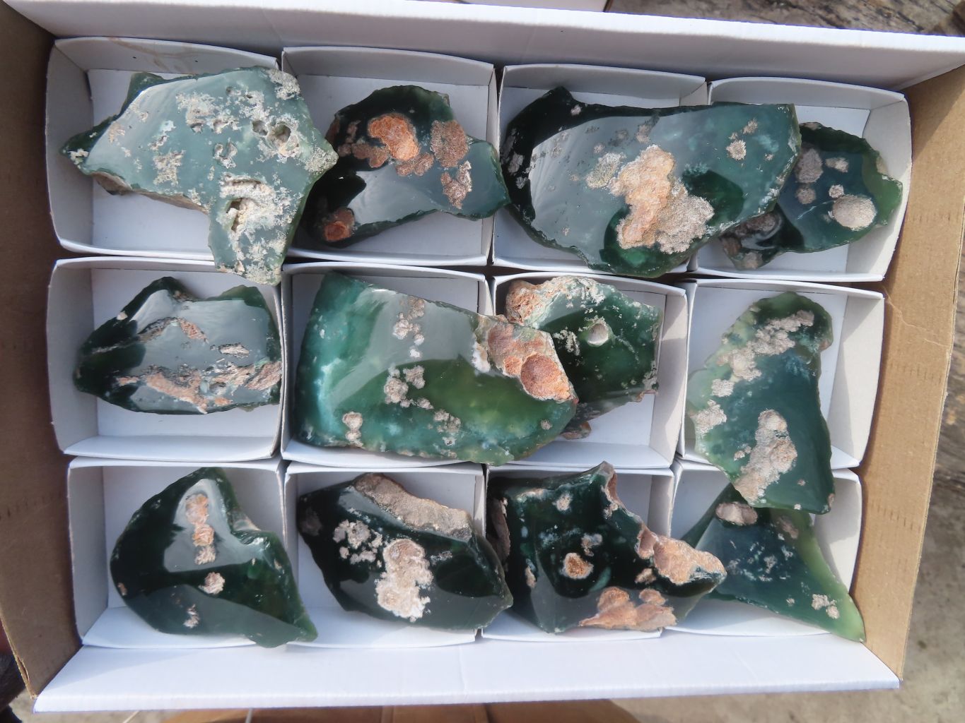 Polished One Side Polished Emerald Mtorolite Plates  x 12 From Zimbabwe - Toprock Gemstones and Minerals 