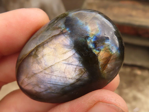 Polished Flashy Labradorite Palm Stones  x 20 From Tulear, Madagascar - Toprock Gemstones and Minerals 