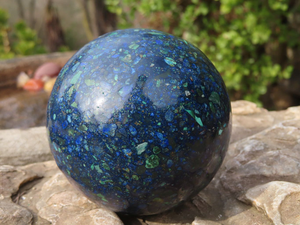 Polished Conglomerate Chrysocolla Spheres  x 2 From Congo - Toprock Gemstones and Minerals 