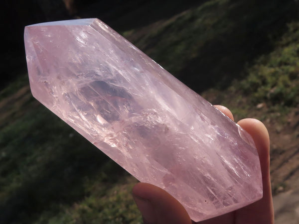 Polished Double Terminated Gemmy Pink Rose Quartz Points x 4 From Madagascar - TopRock