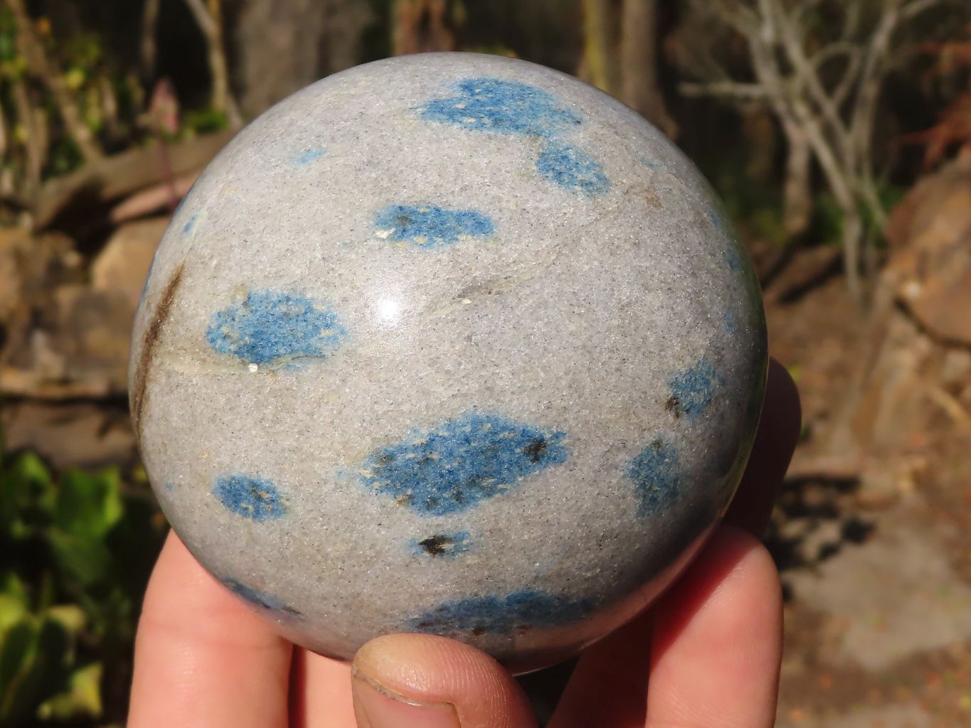 Polished Blue Spotted Spinel Quartz Spheres x 3 From Madagascar - Toprock Gemstones and Minerals 