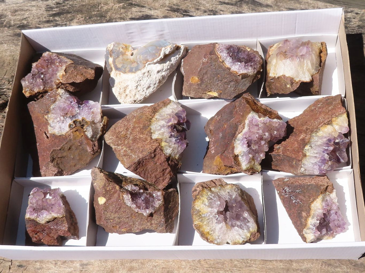 Natural Amethyst In Basalt Geode Specimens x 12 From Zululand, South ...