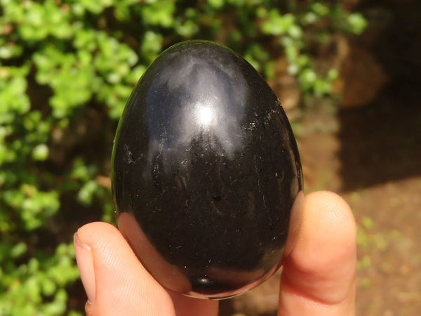 Polished Schorl Black Tourmaline Eggs  x 6 From Antsirabe, Madagascar - Toprock Gemstones and Minerals 