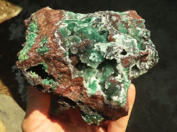 Natural Drusy Malachite On Red Copper Dolomite Specimen x 1 From Likasi, Congo - Toprock Gemstones and Minerals 