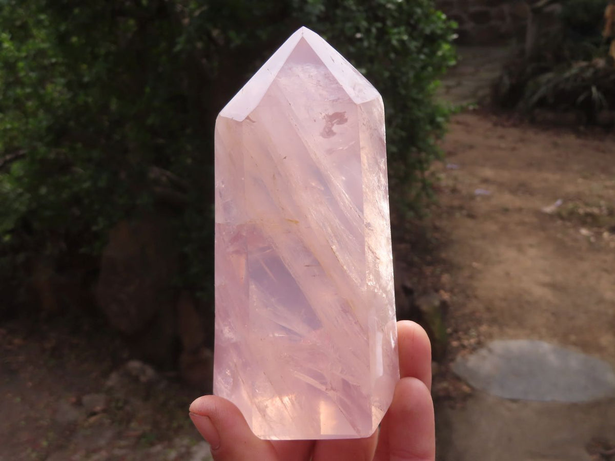 Polished Gemmy Rose Quartz Points x 3 From Antsirabe, Madagascar - Toprock Gemstones and Minerals 
