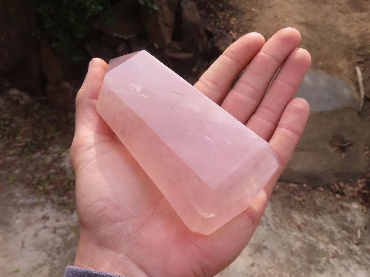 Polished Gemmy Rose Quartz Points x 3 From Antsirabe, Madagascar - Toprock Gemstones and Minerals 