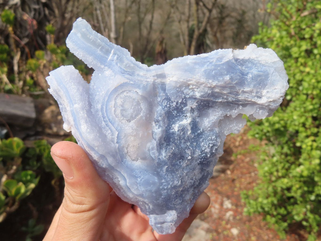 Natural Etched Blue Chalcedony Specimens  x 2 From Nsanje, Malawi - Toprock Gemstones and Minerals 