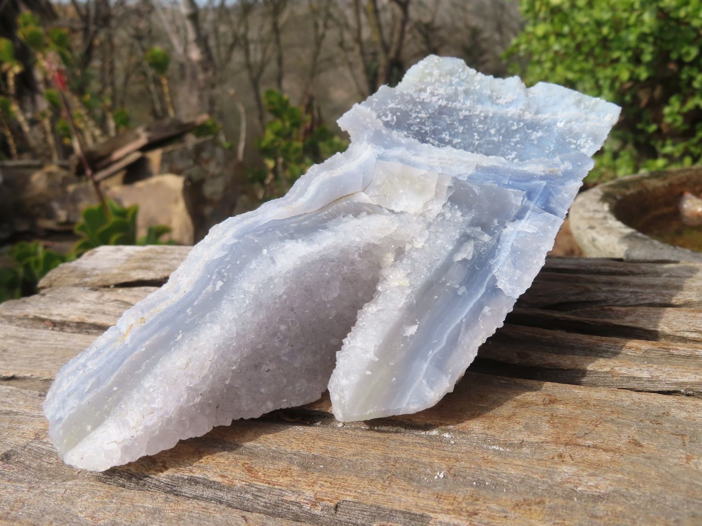 Natural Etched Blue Chalcedony Specimens  x 2 From Nsanje, Malawi - Toprock Gemstones and Minerals 
